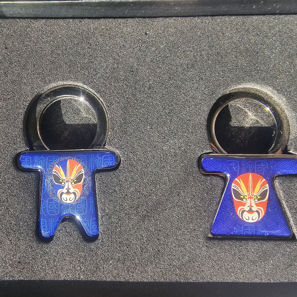 Korean Blue Keychain Set with Mask Design